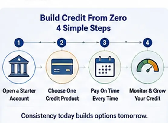 How to Build Credit From Zero in the U.S. (2026 Newcomer Guide) visual guide